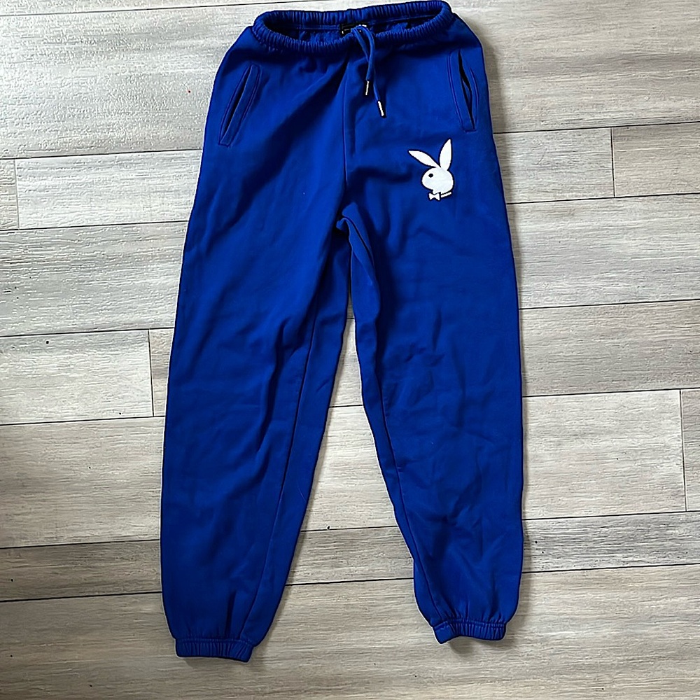 Royal Blue Play Boy Sweats. Size: XS